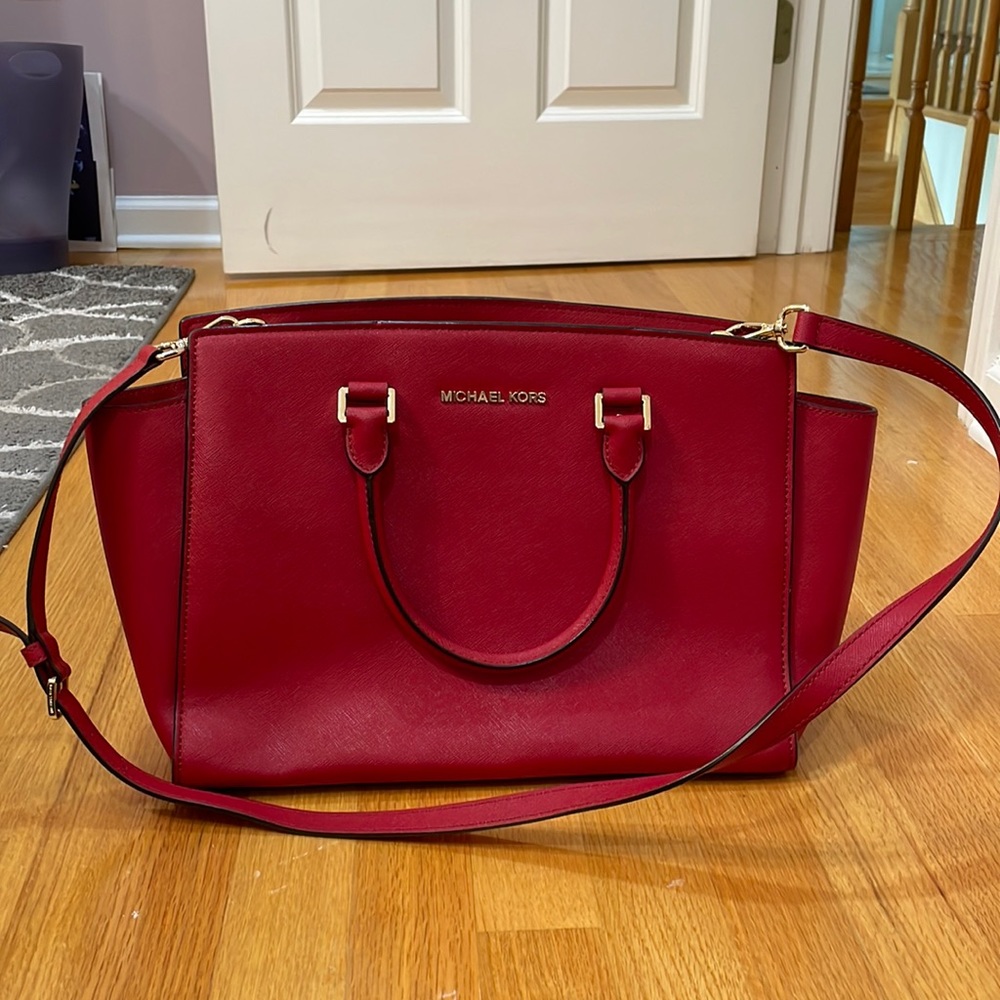Michael Kors red leather purse